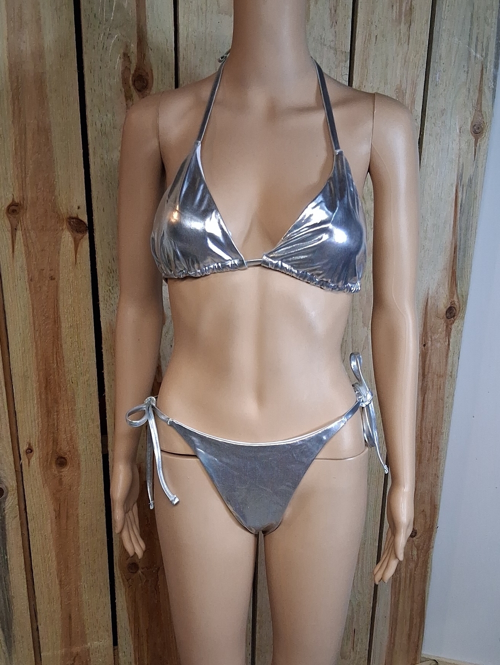 Silver Metallic Swimsuit Size M Swim